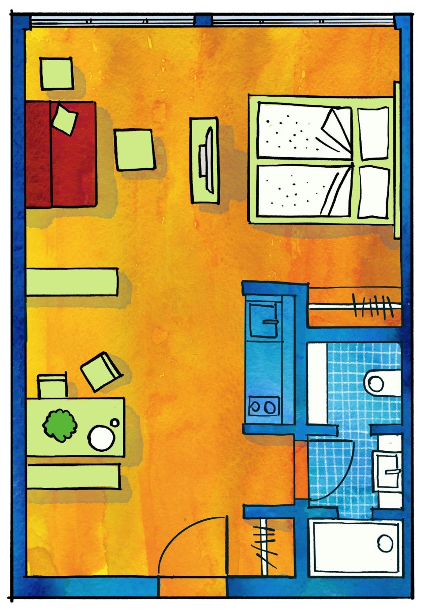 Staycity Aparthotels Leipzig City Centre Εξωτερικό φωτογραφία A typical layout of a single room apartment